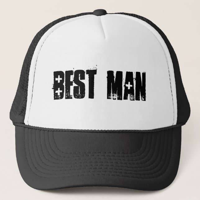 Camionero Gorra del padrino blanco y simple de Best Man (Anverso)