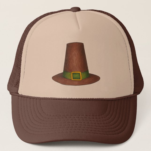 Camionero Gorra del Puritan del peregrino marrón feliz de Ac (Anverso)