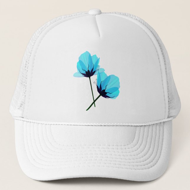 Camionero Gorra eléctrico de dos flores del azul (Anverso)