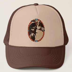 Camionero Gorra emplumado del óvalo del caballo de la
