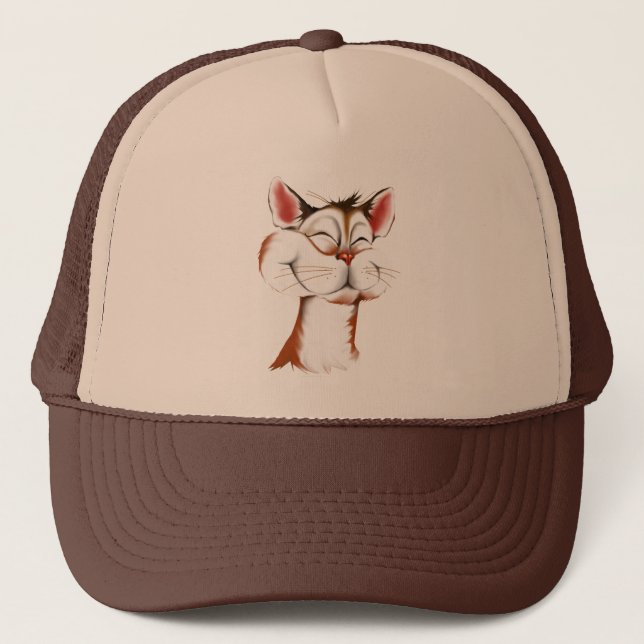 Camionero Gorra feliz de la cara del gatito (Anverso)