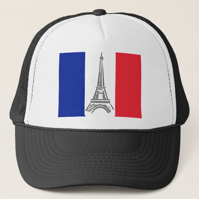 Camionero Gorra francés de la bandera de la torre Eiffel de (Anverso)
