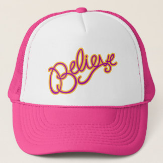Camionero Gorra gráfica de estilo rosa y amarillo cree