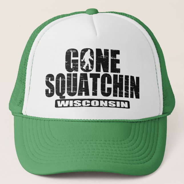 Camionero Gorra ido de Squatchin WISCONSIN (apenado/llevado) (Anverso)