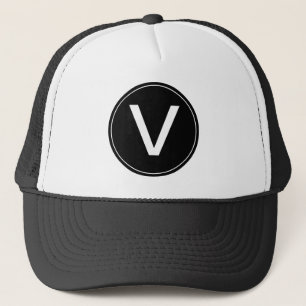 Camionero gorra inicial de monograma blanco y negro fresco.