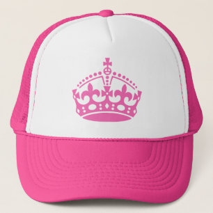 Camionero Gorra keep calm rosa con logotipo de corona.