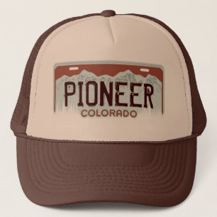 Camionero Gorra marrón pionero de la placa del tema de