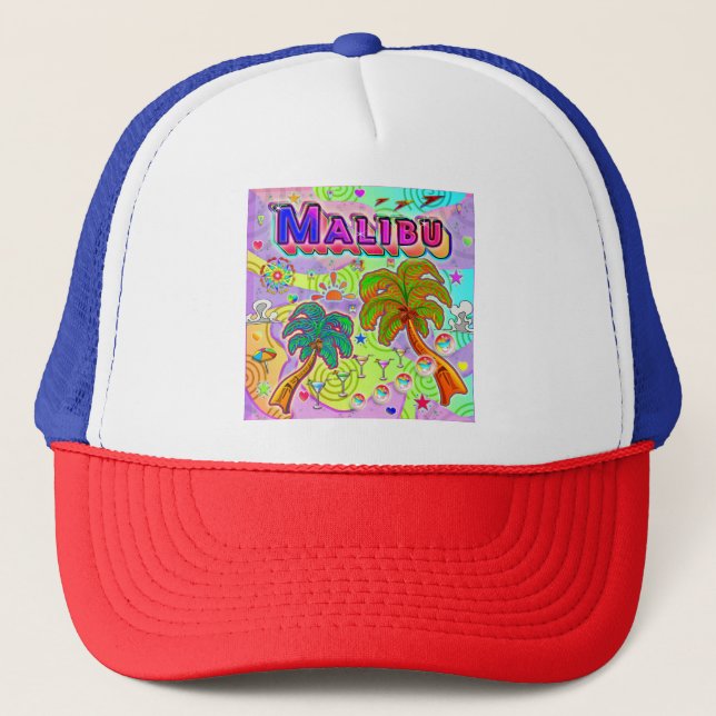 Camionero Gorra Objetivo de Vacaciones de Malibu (Anverso)