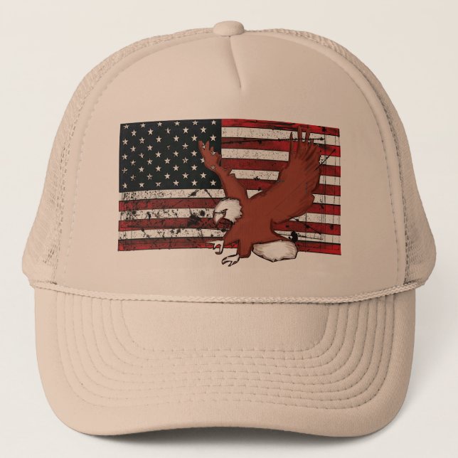 Camionero Gorra patriótico de águila gruesa de bandera estad (Anverso)