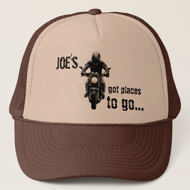 Camionero Gorra personalizada de motocicleta marrón y bronce (Anverso)