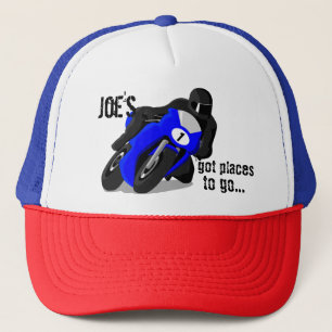 Camionero Gorra personalizada de motocicleta negra y azul