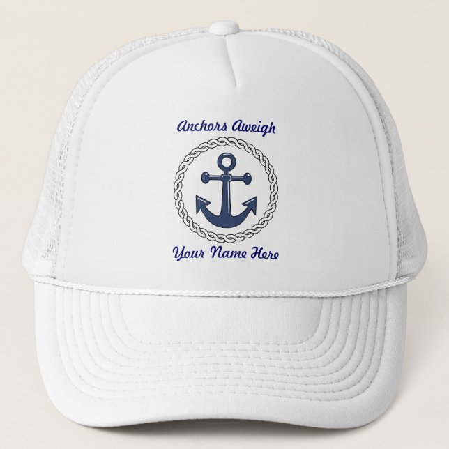 Camionero Gorra personalizado Aweigh de las anclas (Anverso)