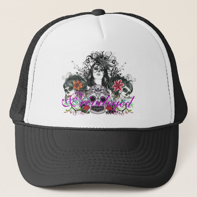 Camionero Gorra privilegiado de Dia De Los Muertos Trucker (Anverso)