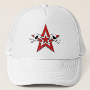 Camionero Gorra rojo de la estrella de los cráneos