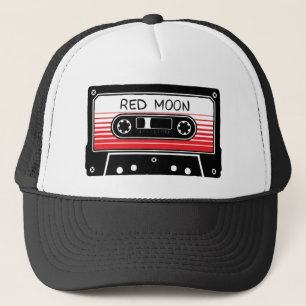 Camionero gorra ROJO negro del casete de la luna