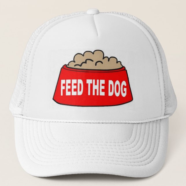 Camionero Gorra Tazón De Comida De Perro Tazón Rojo Alimento (Anverso)