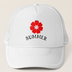 Camionero Gorra Trucker Floral Rojo de Verano
