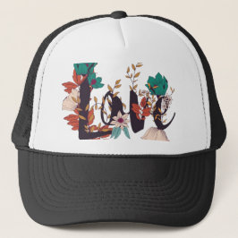Camionero Gorra Trucker Gráfica de Amor Floral Boho