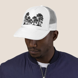 Camionero Gorra Trucker Silueta de Árboles Negros