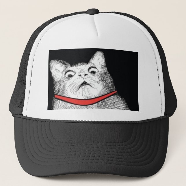 Camionero Grito de asombro sorprendido Meme - gorra del gato (Anverso)