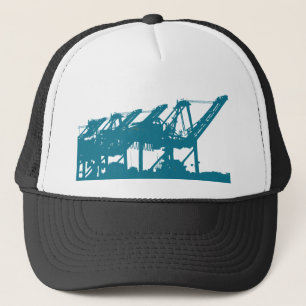 Camionero Grúas de Harbror del puerto en gorra azul