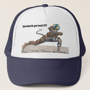 Camionero Guerrero del gato jugando Gorra de voleibol de pla