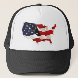 Camionero Hermoso Gorra de mapas de bandera de Estados Unido