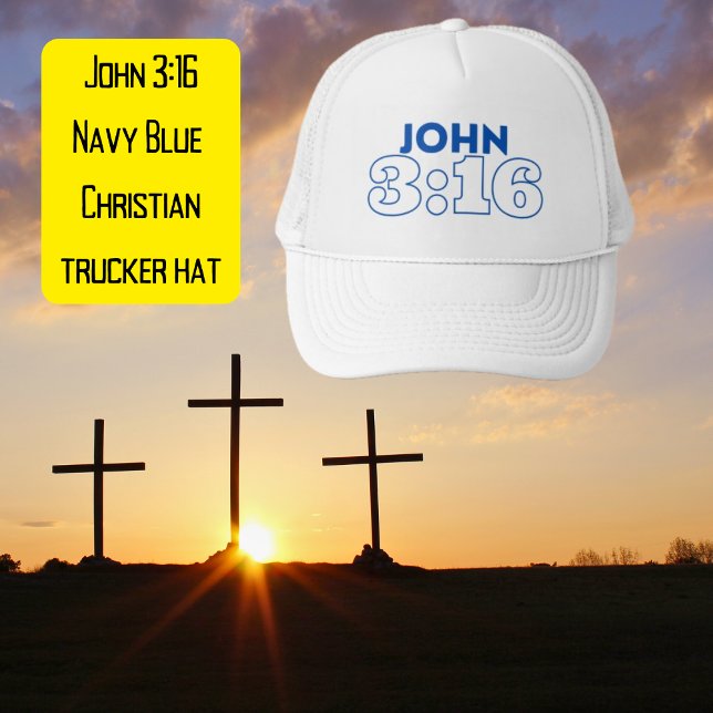 Camionero John 3:16 Gorra cristiano azul de la Marina (Subido por el creador)