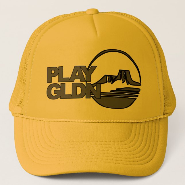 Camionero Juegue el gorra de oro del #PlayGldn - gris en el (Anverso)