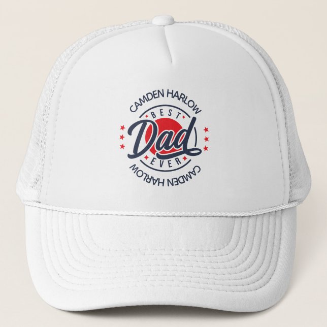 Camionero Mejor Papá Nombra Gorra de Golf Azul Blanco Rojo (Anverso)