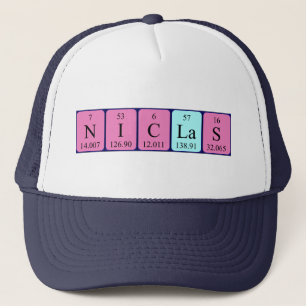 Camionero Niclas gorra de nombre de tabla periódica