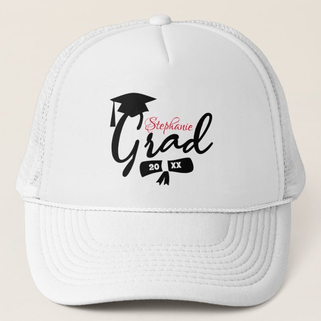 Camionero Nombre personalizado, clase de [año] Gorra de grad (Anverso)