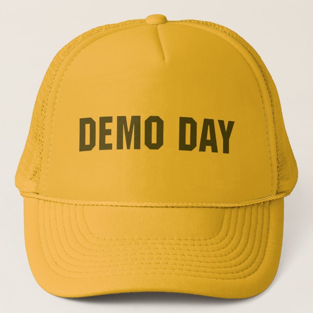 Camionero Nunca finalizar el Gorra del día de demostración e (Anverso)