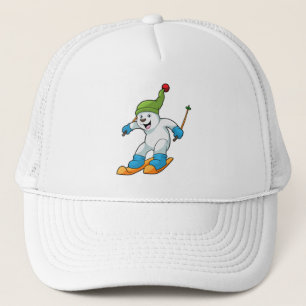 Camionero Oso polar como esquiador con gorra de esquí y Bobb