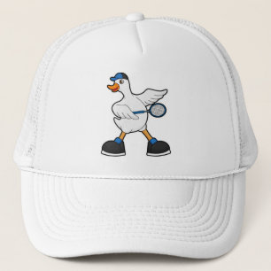 Camionero Pato de tenis con raqueta de tenis y gorra