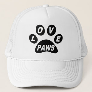 Camionero Paws de amor gorra en patas negras