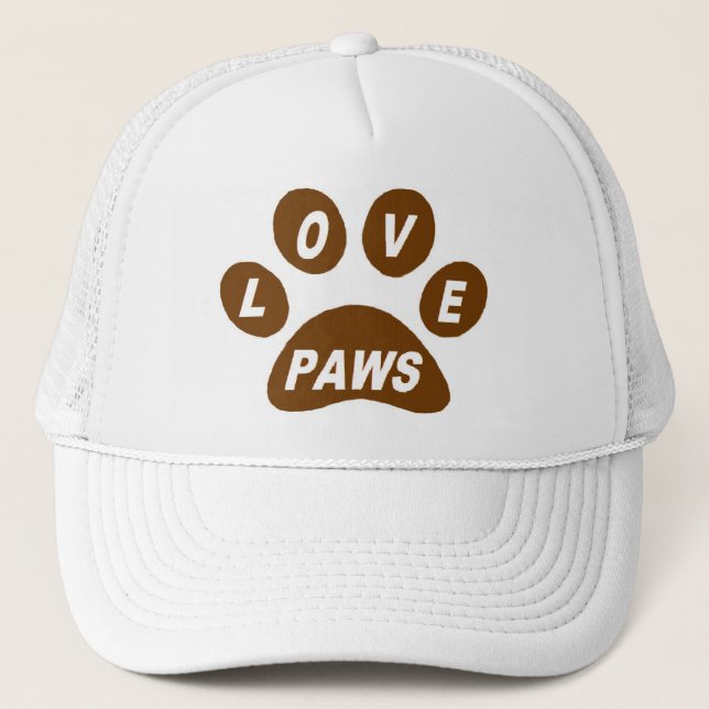 Camionero Paws de amor gorra en Paws Brown (Anverso)