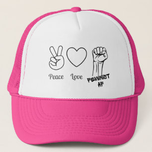 Camionero paz, amor, gorra de la AF feminista