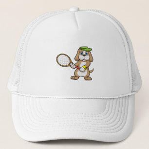 Camionero Perro de tenis con raqueta de tenis y gorra