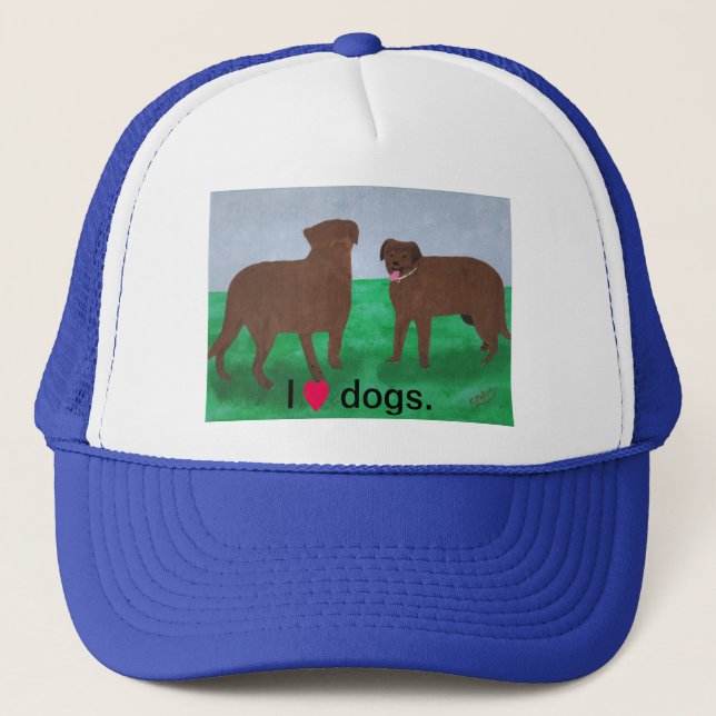 Camionero Perros de corazón, dos perros personalizados gorra (Anverso)
