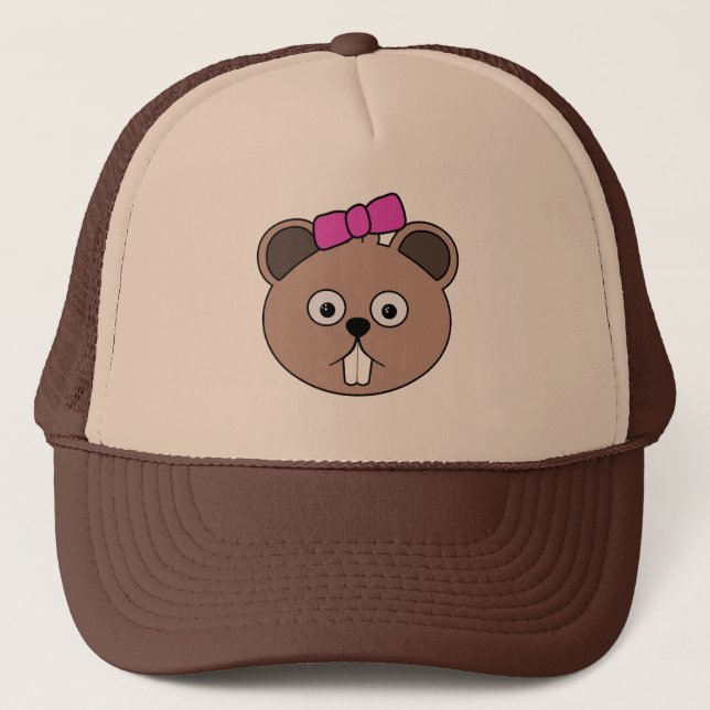 Camionero Personalizado Chica Beaver Gorra de cara (Anverso)