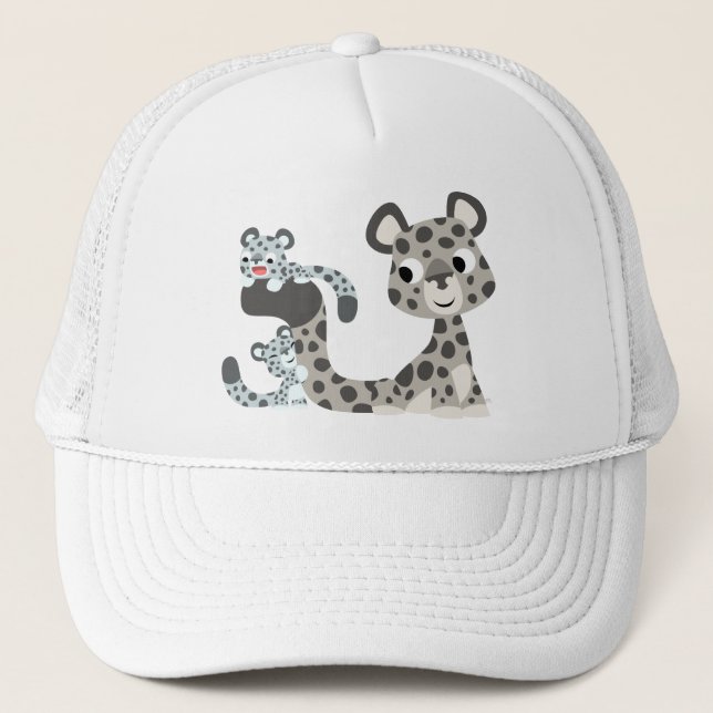 Camionero Personalizado Leopardo de la Nieve y Gorra de Cubs (Anverso)