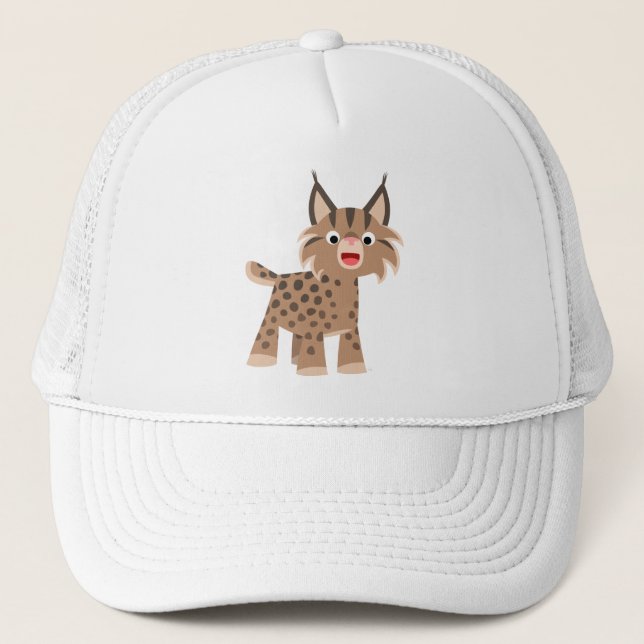 Camionero Personalizado lindo Gorra de Lynx Feliz (Anverso)