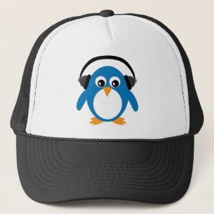 Camionero Pingüino del dibujo animado con el gorra de los