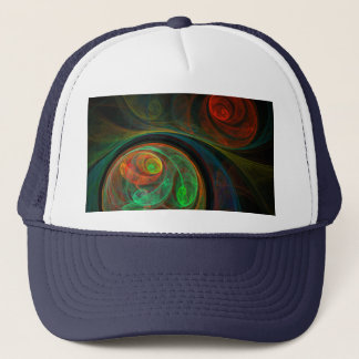 Camionero Renacer Gorra de arte de abstrato verde abstracto
