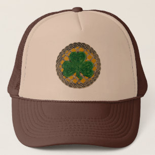 Camionero Shamrock, Lattice Y Nudos Celtas En Gorra De Oro
