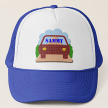 Su nombre en el gorra de la ventana del coche