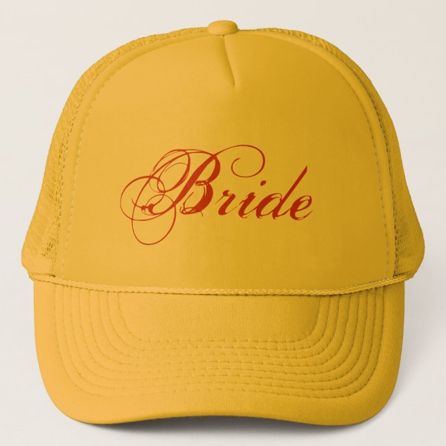 Camionero Tema amarillo simple gorra de novia (Anverso)