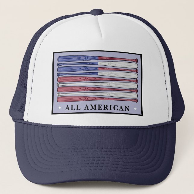 Camionero Todo el gorra patriótico de la bandera americana (Anverso)
