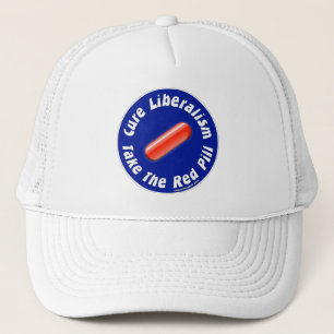 Camionero Tome el gorra rojo de la píldora